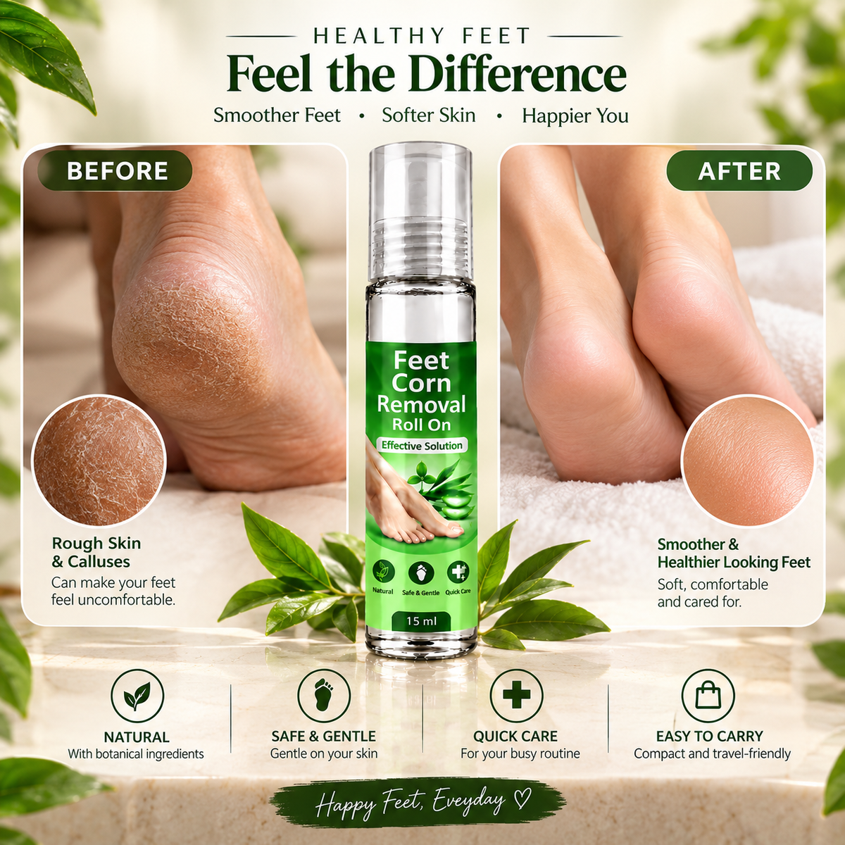 Feet Corn Removal Roll-On – Easy Foot Care | Pack of 2