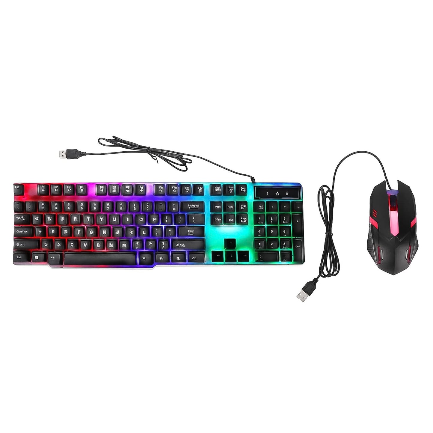 Colorful Backlit Keyboard Mouse Set – Ergonomic Wired Combo