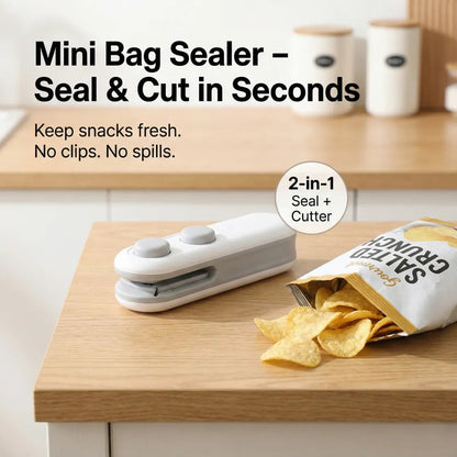 Mini Bag Sealer – 2 in 1 Portable Heat Seal & Cutter