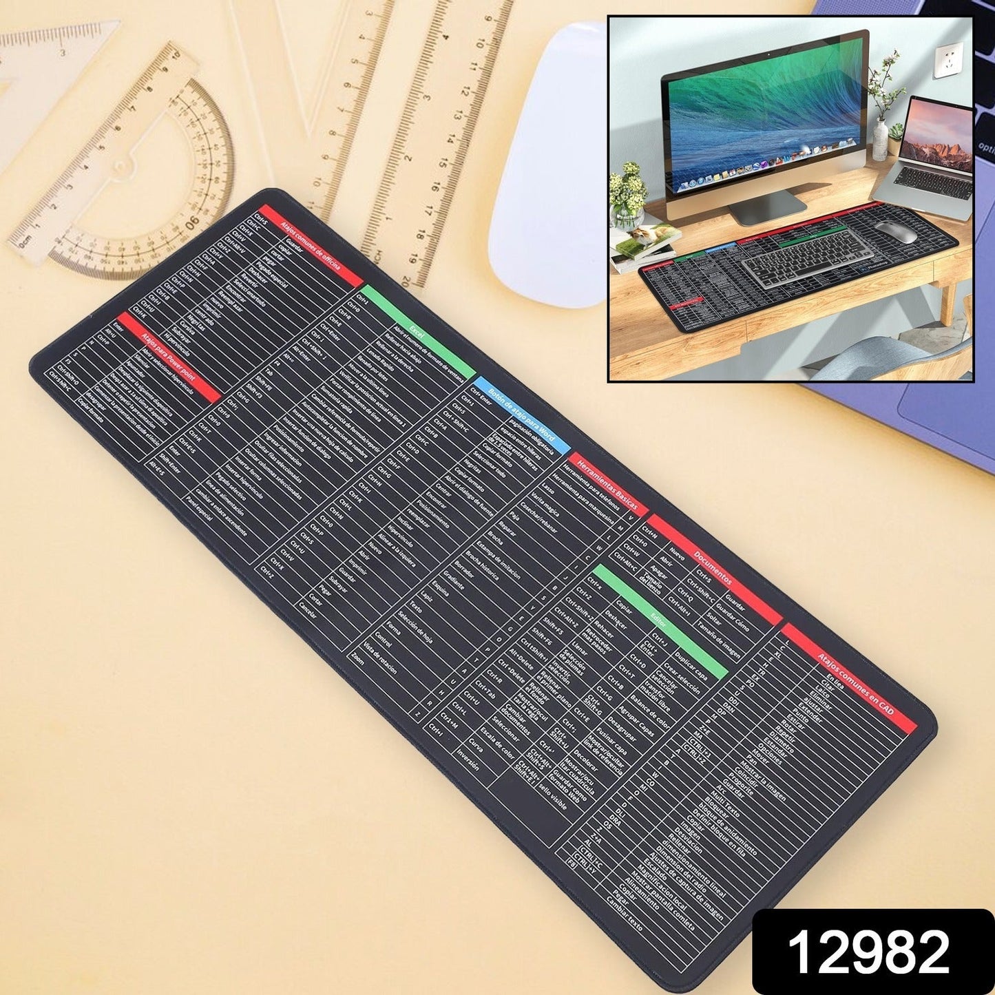 Shortcut Keyboard Mat – Large Anti-Slip Desk Pad
