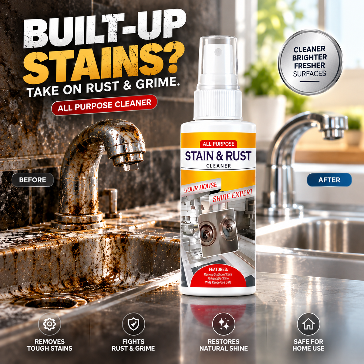 Stain & Rust Remover Spray – Multi-Surface Cleaner | Pack of 3