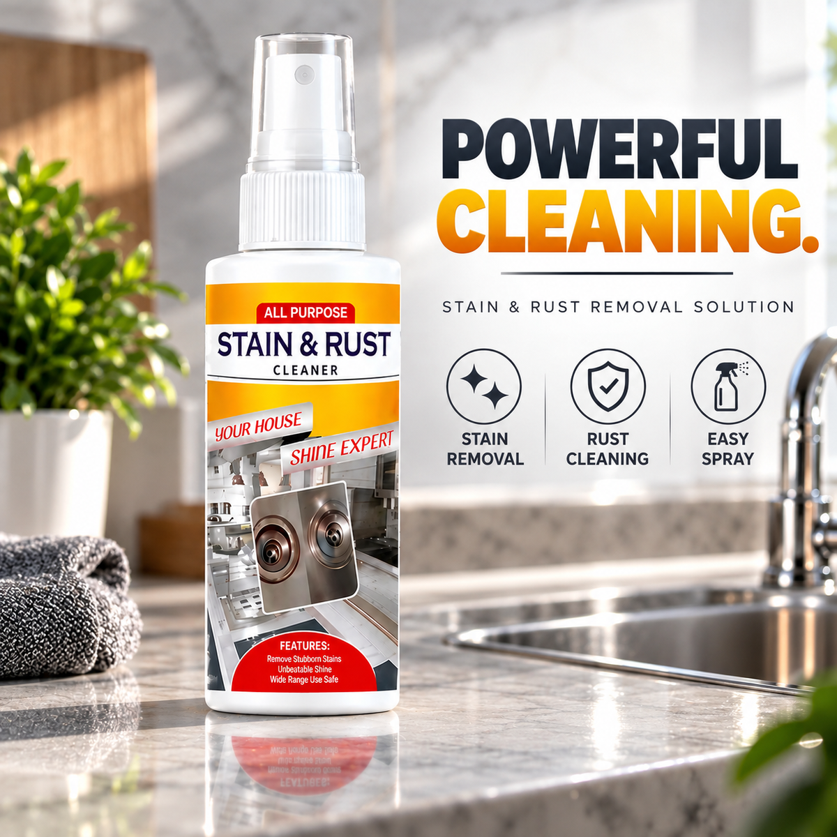 Stain & Rust Remover Spray – Multi-Surface Cleaner | Pack of 3