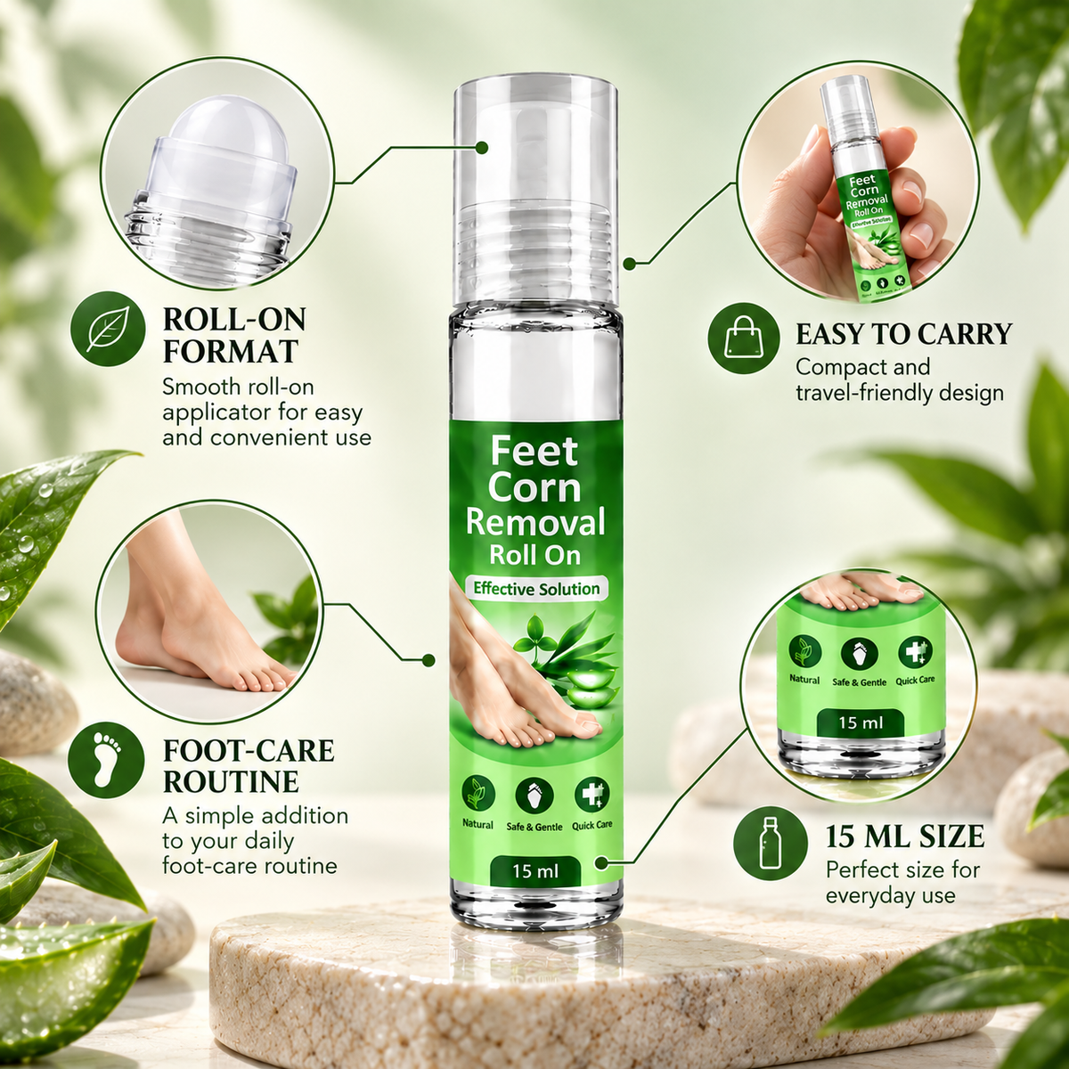 Feet Corn Removal Roll-On – Easy Foot Care | Pack of 2