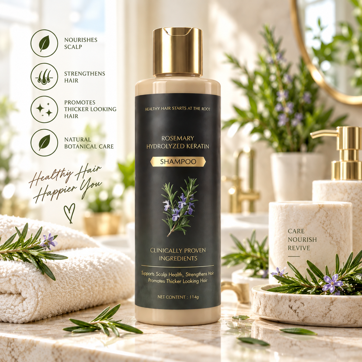Kerarose Rosemary Shampoo with Hydrolyzed Keratin for Hair & Scalp Care – Buy 1 Get 1 Free
