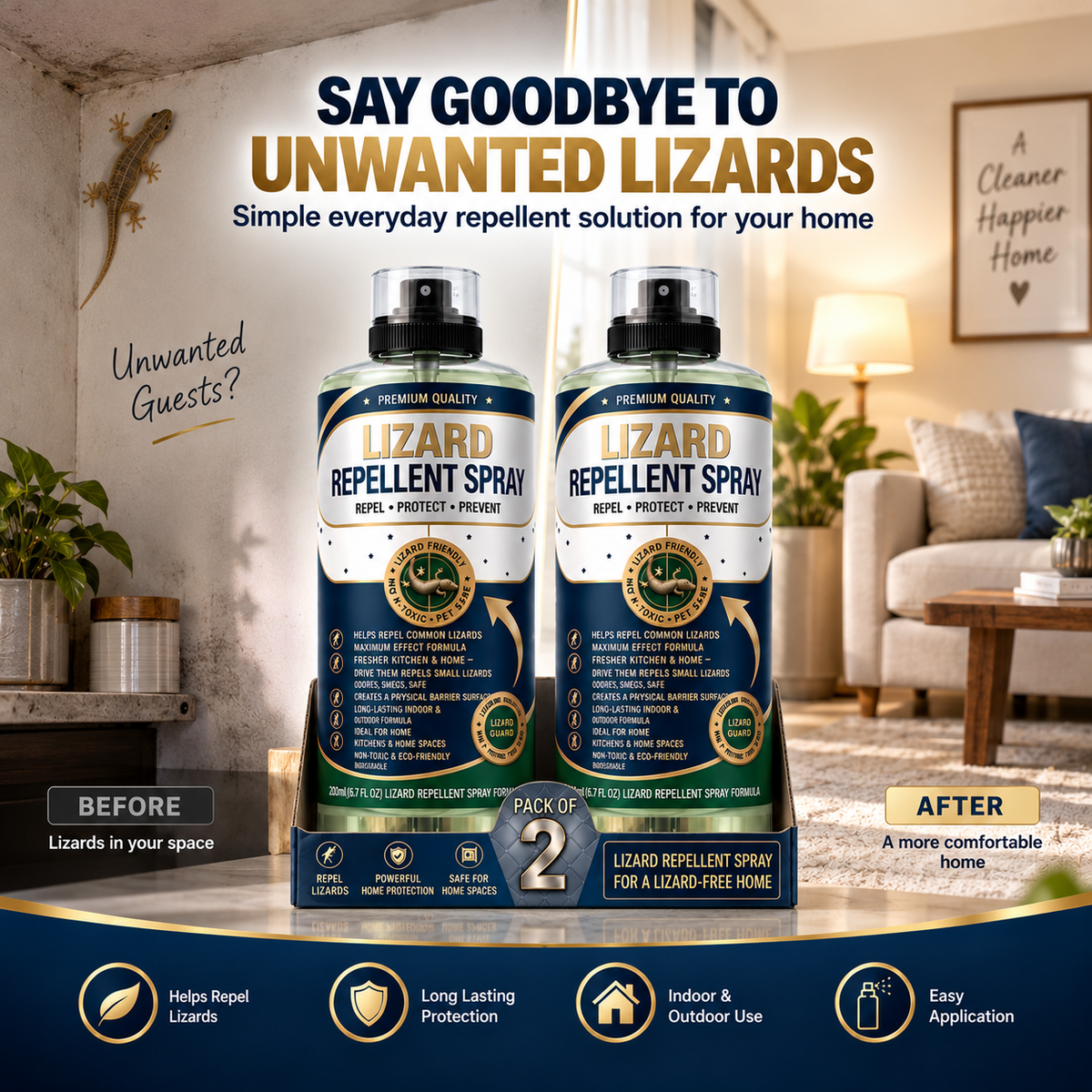 Lizard Repellent Spray for Home (Pack of 2)