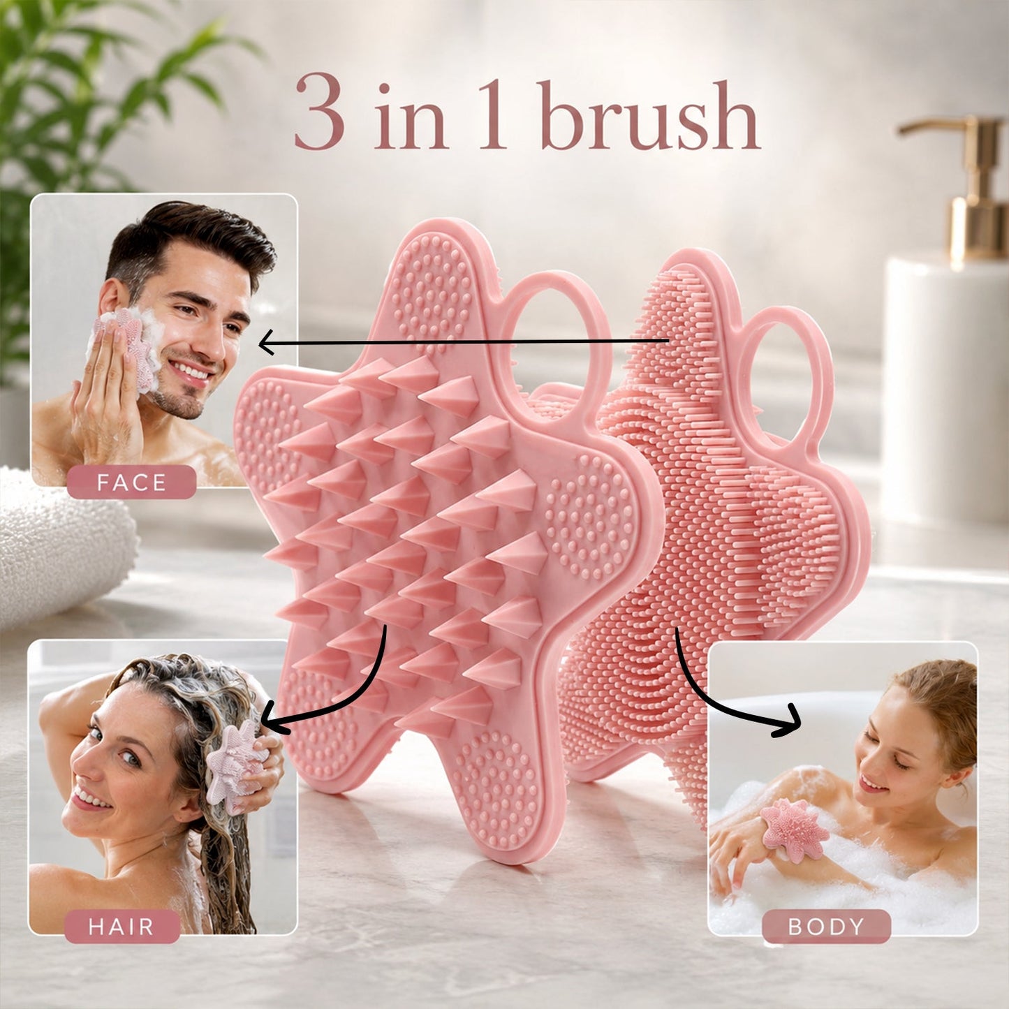3-in-1 Silicone Scalp Massager Brush