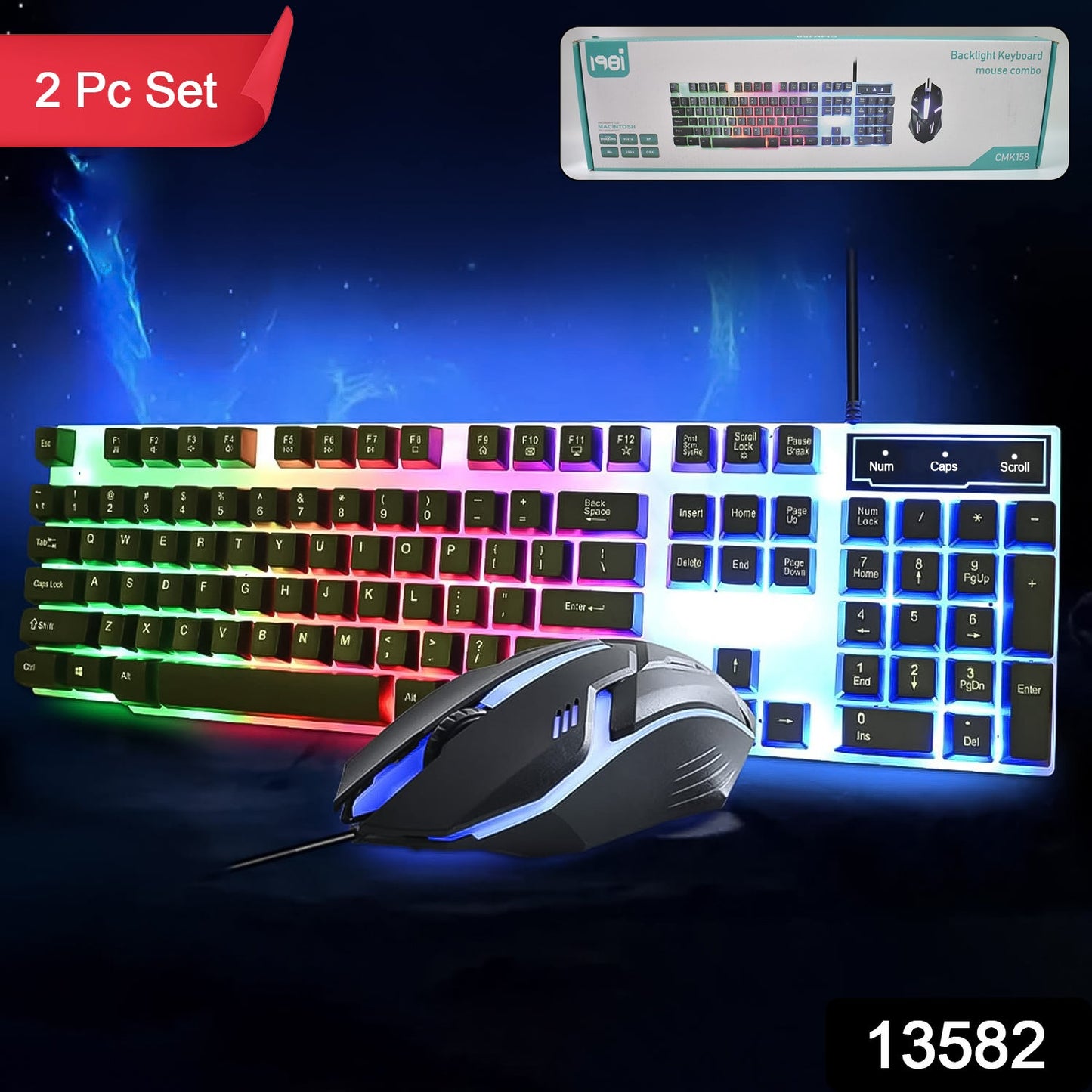 Colorful Backlit Keyboard Mouse Set – Ergonomic Wired Combo
